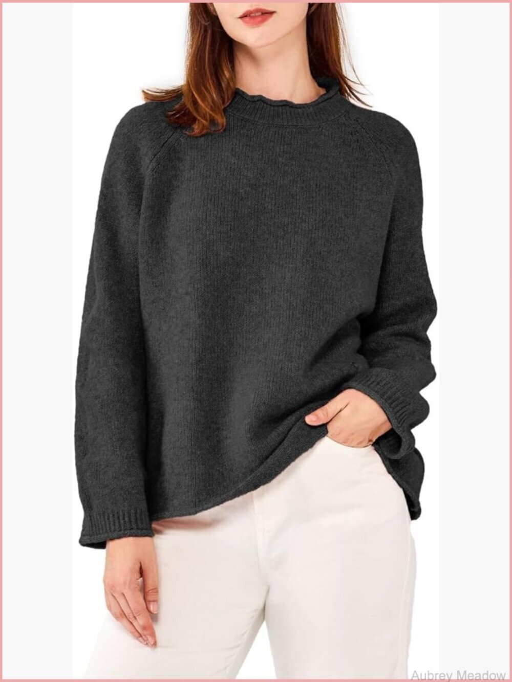 Womens Wool Blend Soft Crew Neck Long Sleeve Pullover Sweater